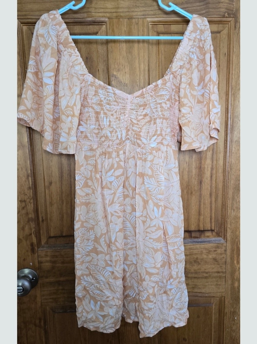 Roxy Peach and White Floral Mini Dress